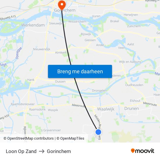 Loon Op Zand to Gorinchem map