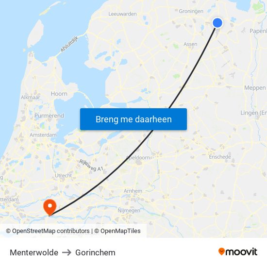 Menterwolde to Gorinchem map