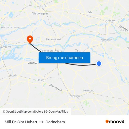 Mill En Sint Hubert to Gorinchem map