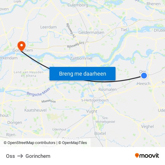 Oss to Gorinchem map