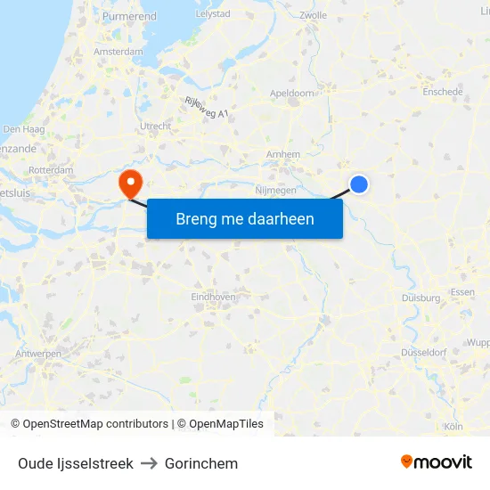 Oude Ijsselstreek to Gorinchem map