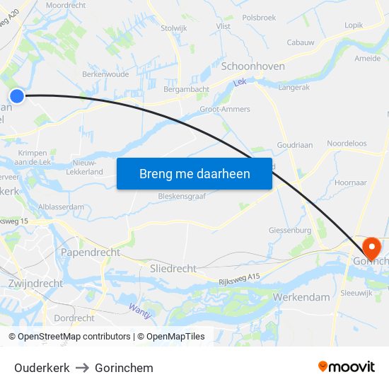 Ouderkerk to Gorinchem map