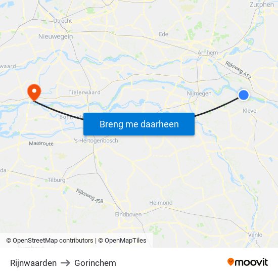 Rijnwaarden to Gorinchem map