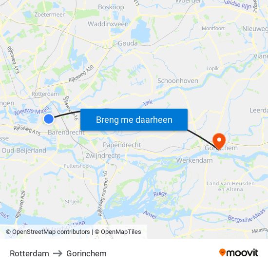Rotterdam to Gorinchem map