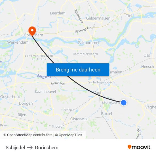 Schijndel to Gorinchem map