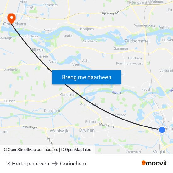 'S-Hertogenbosch to Gorinchem map