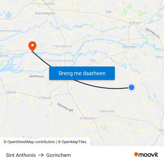 Sint Anthonis to Gorinchem map