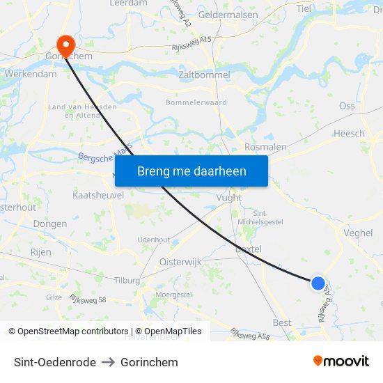Sint-Oedenrode to Gorinchem map