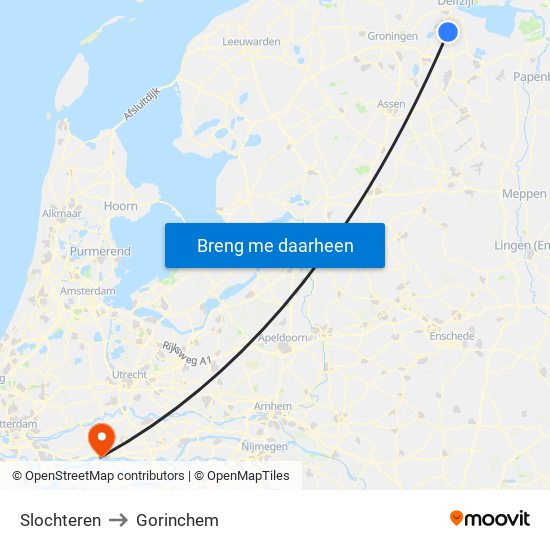 Slochteren to Gorinchem map