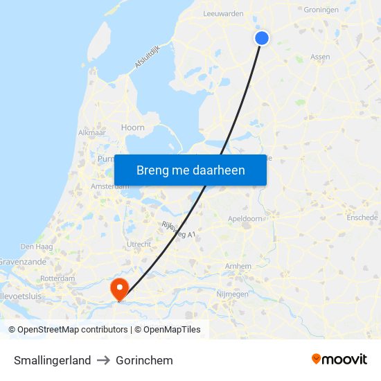 Smallingerland to Gorinchem map