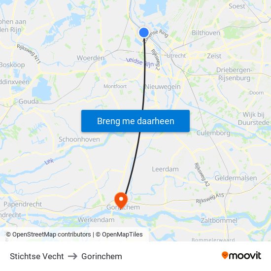Stichtse Vecht to Gorinchem map