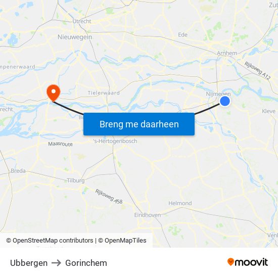 Ubbergen to Gorinchem map