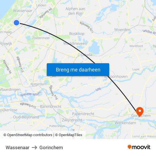 Wassenaar to Gorinchem map