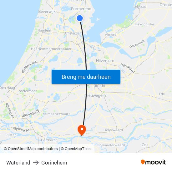 Waterland to Gorinchem map