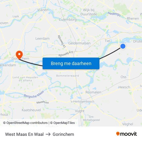 West Maas En Waal to Gorinchem map