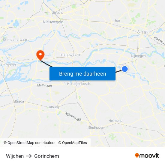 Wijchen to Gorinchem map