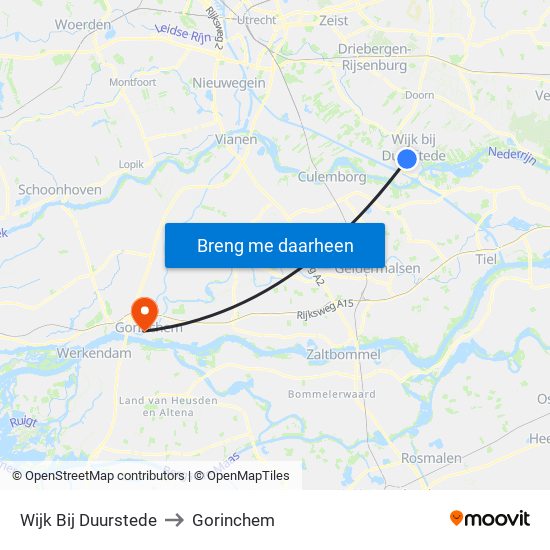 Wijk Bij Duurstede to Gorinchem map