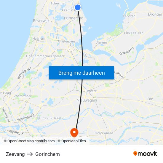 Zeevang to Gorinchem map