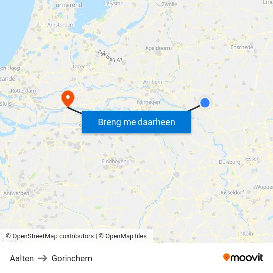 Aalten to Gorinchem map