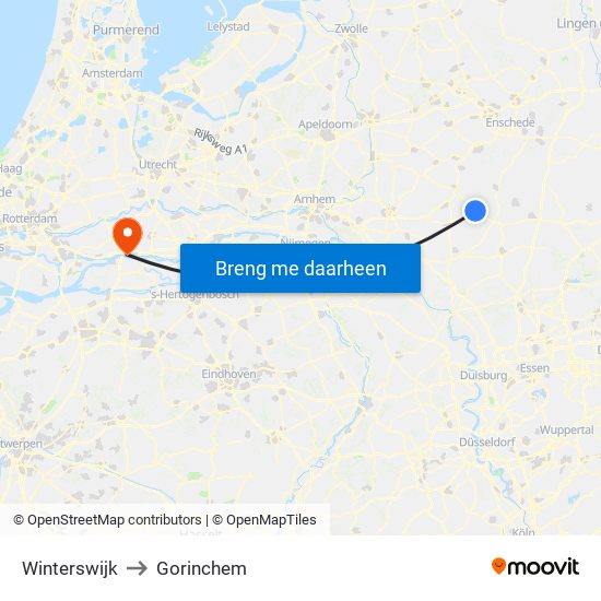 Winterswijk to Gorinchem map