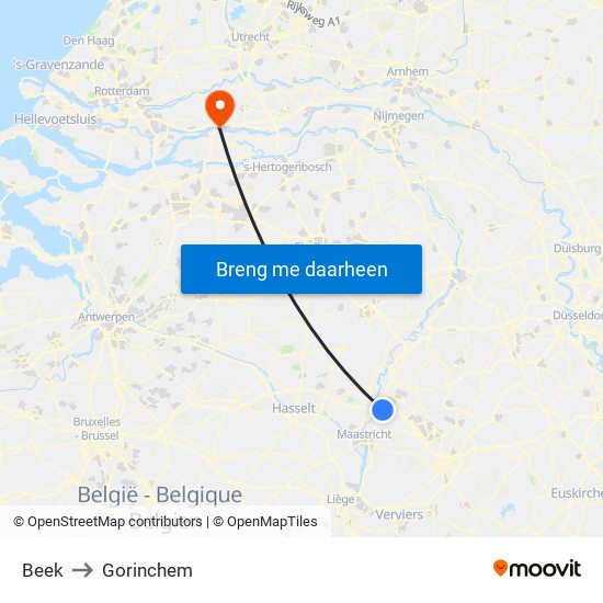 Beek to Gorinchem map