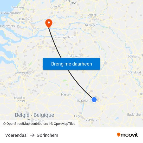 Voerendaal to Gorinchem map