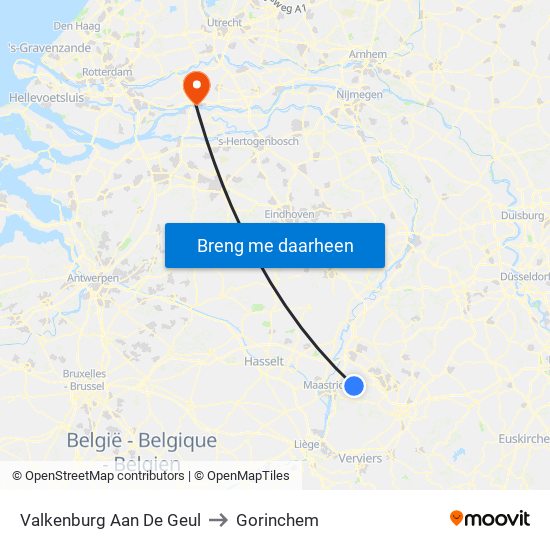 Valkenburg Aan De Geul to Gorinchem map