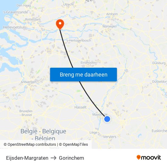 Eijsden-Margraten to Gorinchem map