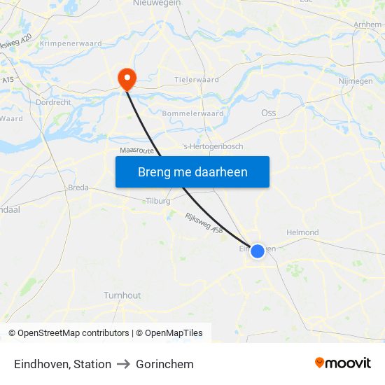 Eindhoven, Station to Gorinchem map