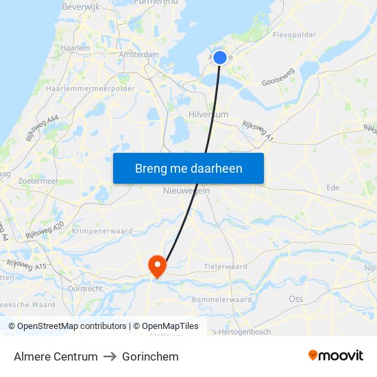 Almere Centrum to Gorinchem map