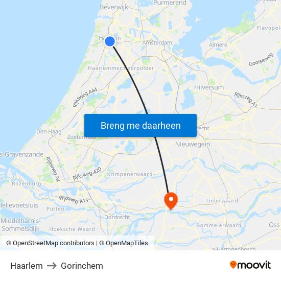 Haarlem to Gorinchem map