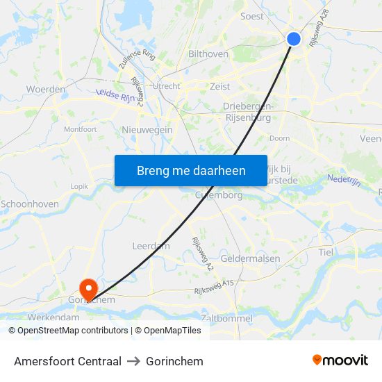Amersfoort Centraal to Gorinchem map