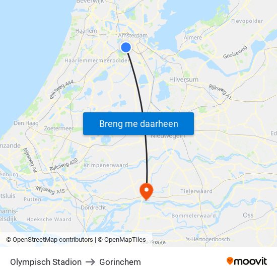 Olympisch Stadion to Gorinchem map