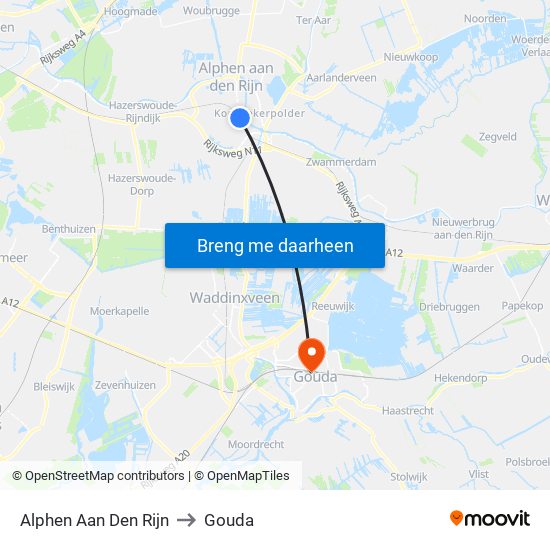 Alphen Aan Den Rijn to Gouda map