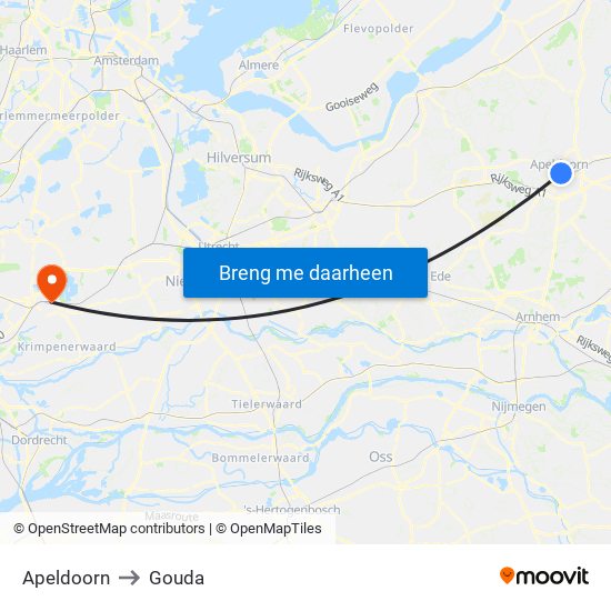 Apeldoorn to Gouda map