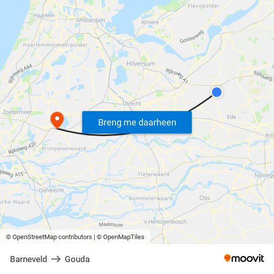 Barneveld to Gouda map