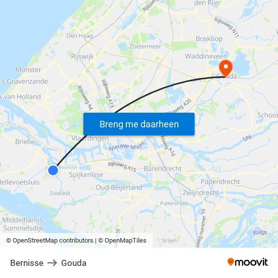 Bernisse to Gouda map