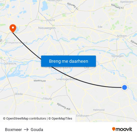 Boxmeer to Gouda map