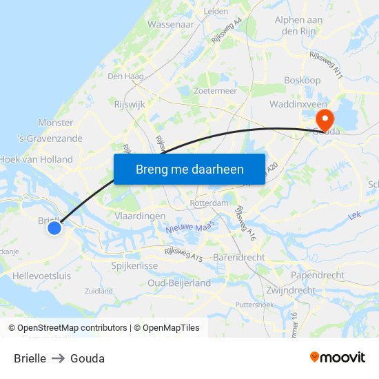 Brielle to Gouda map