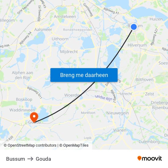 Bussum to Gouda map