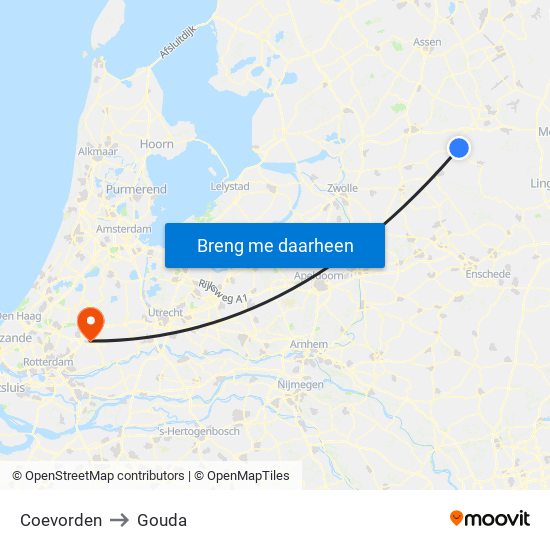 Coevorden to Gouda map