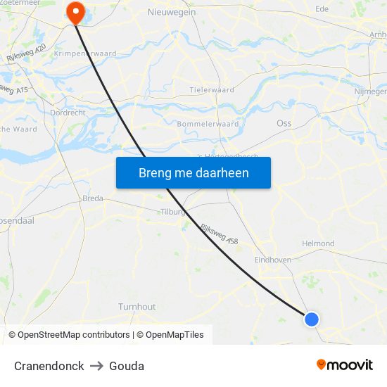 Cranendonck to Gouda map