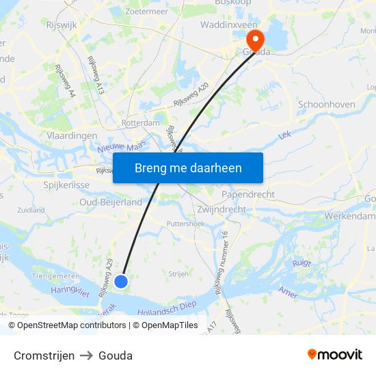 Cromstrijen to Gouda map