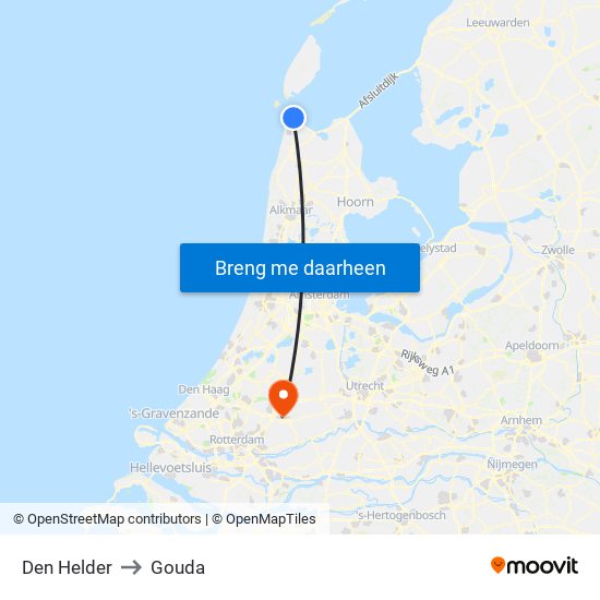 Den Helder to Gouda map