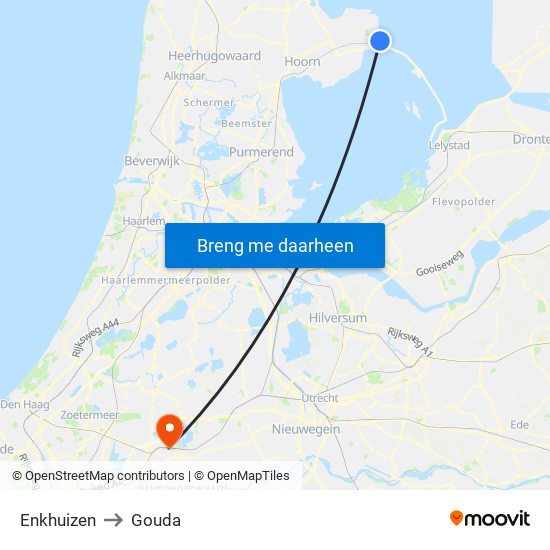 Enkhuizen to Gouda map
