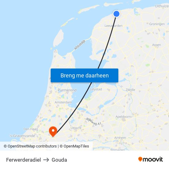 Ferwerderadiel to Gouda map