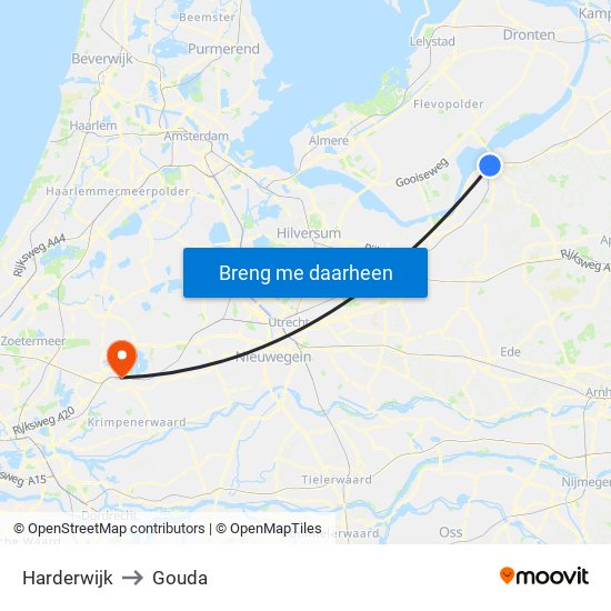Harderwijk to Gouda map