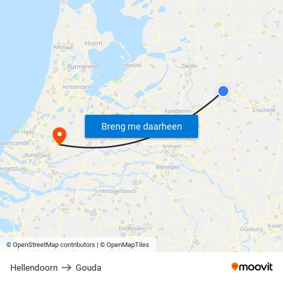 Hellendoorn to Gouda map