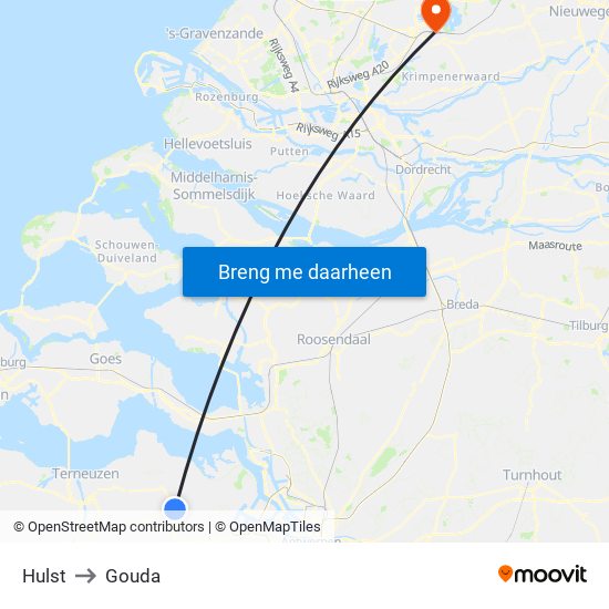 Hulst to Gouda map