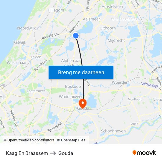 Kaag En Braassem to Gouda map